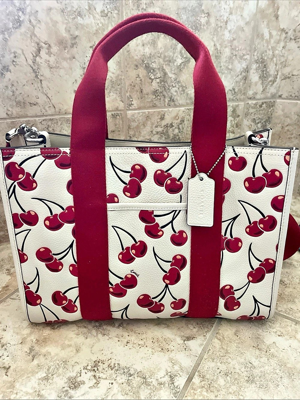 Coach Smith Tote Bag With Cherry Print Leather CZ776